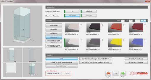 c-mol Duschen - Glassorte Wandglas